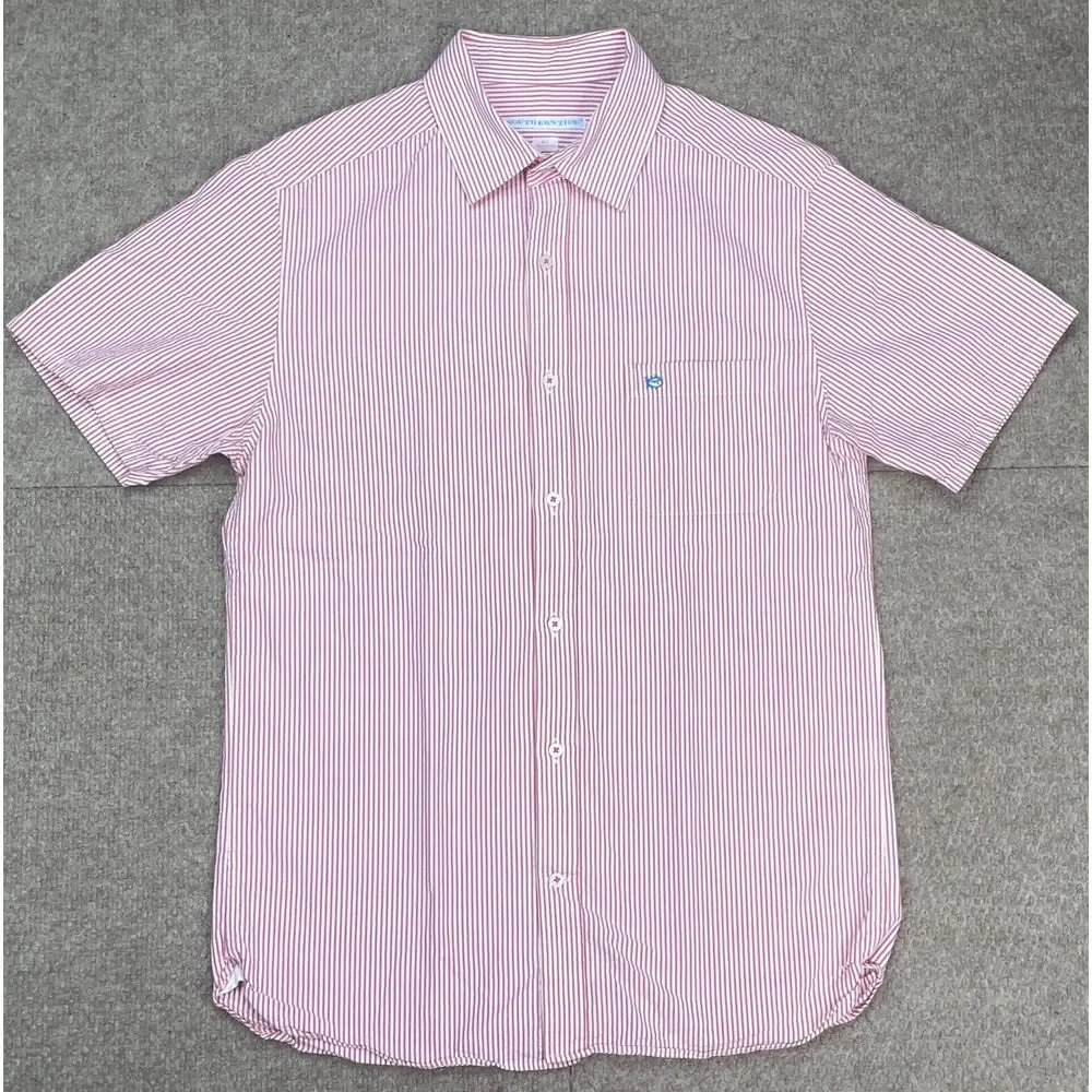 Southern Tide Tailored Fit Men's Striped Button Up Short Sleeve Shirt Size Small